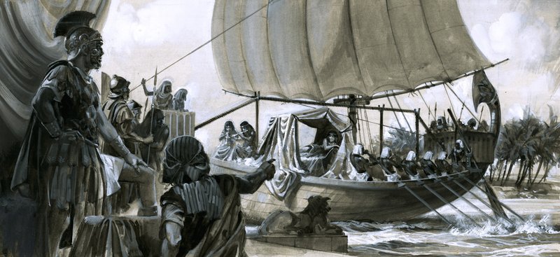 Kleopatra i lekteren sin (gouache på papir) av Peter Jackson