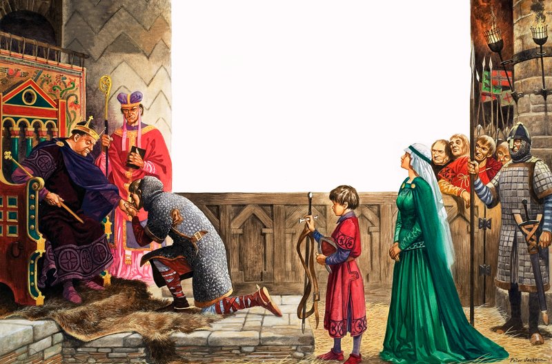 Ridder som sverger troskap til kong William I (gouache på papir) av Peter Jackson