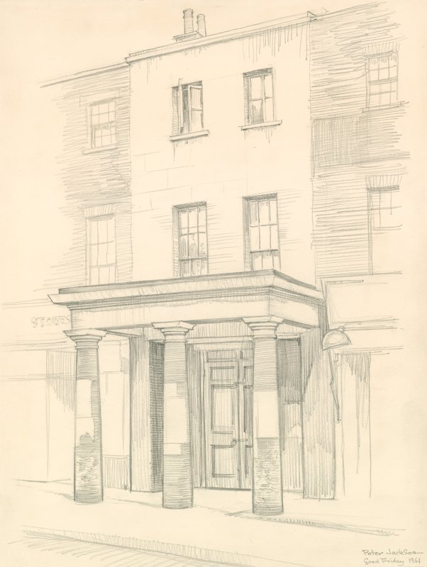 Marylebone Theatre, London, inngang i Church Street, bygget i 1837 av Peter Jackson