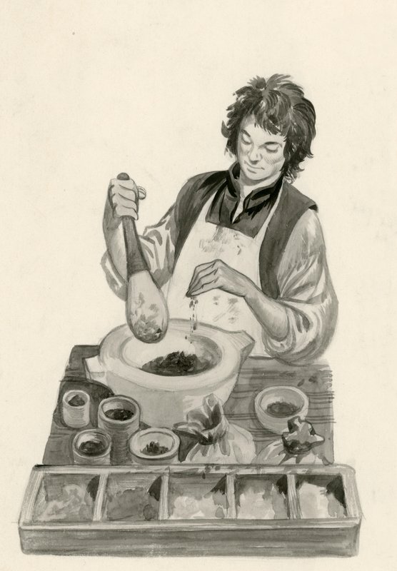 Michelangelo, som lærling, blander maling av Peter Jackson