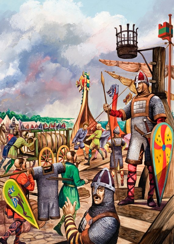 Normannere forbereder seg på invasjonen av England i 1066 av Peter Jackson