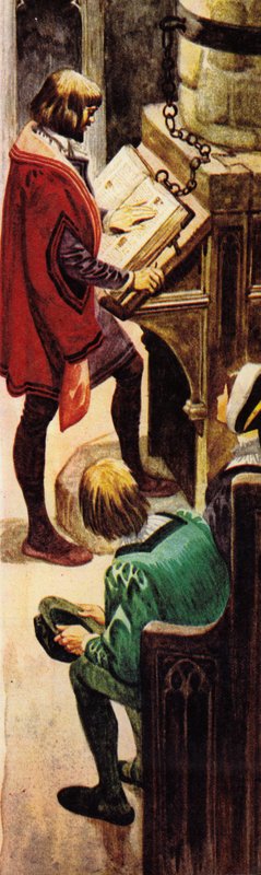 Leser en lenket bibel i kirken av Peter Jackson