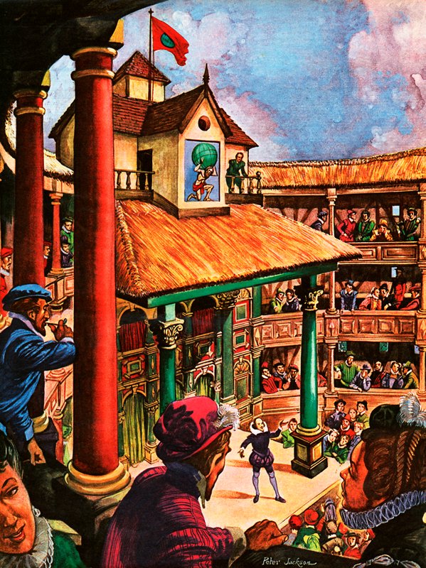 Shakespeare opptrer på Globe Theatre av Peter Jackson