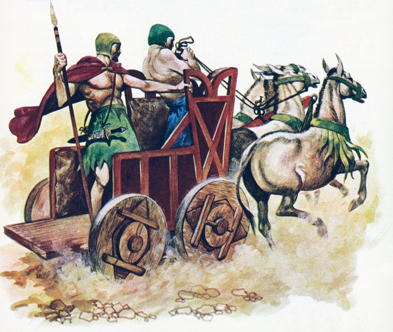 Sumerisk vogn (farge litho) av Peter Jackson