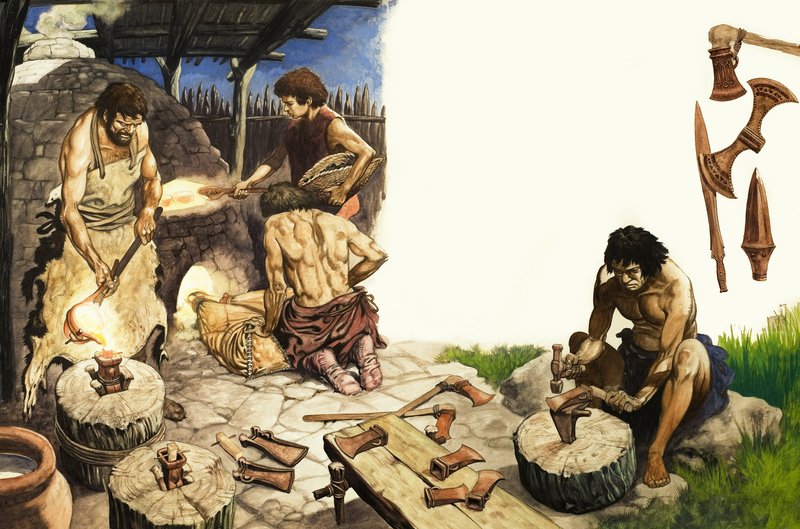 Bronsealderen, illustrasjon fra «Skatt» av Peter Jackson