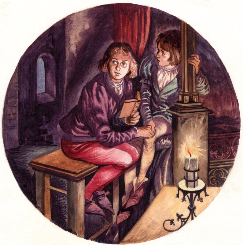Prinsene i tårnet (gouache på papir) av Peter Jackson
