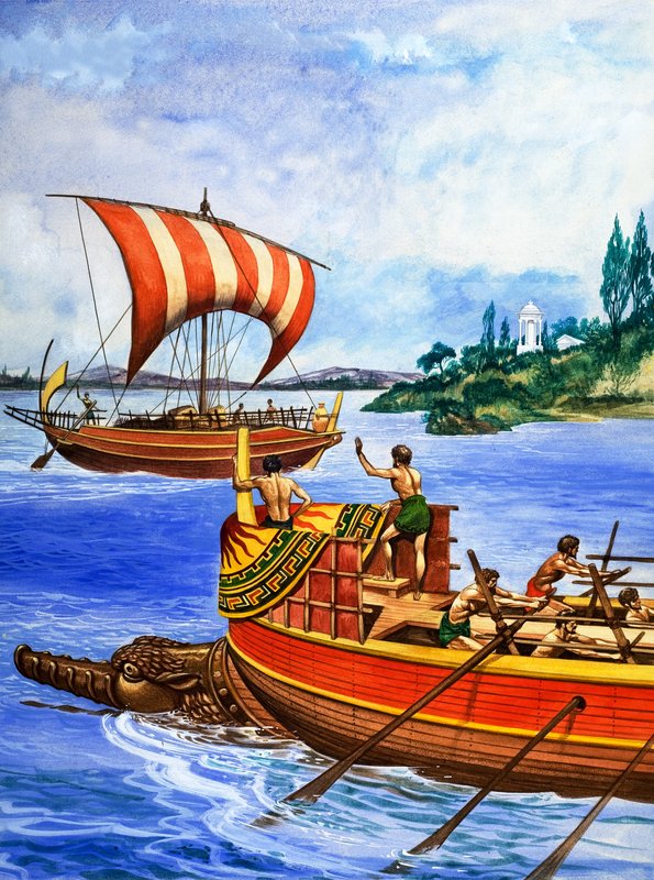 Skipene i antikkens Hellas, illustrasjonsform #39;Skatt#39; av Peter Jackson