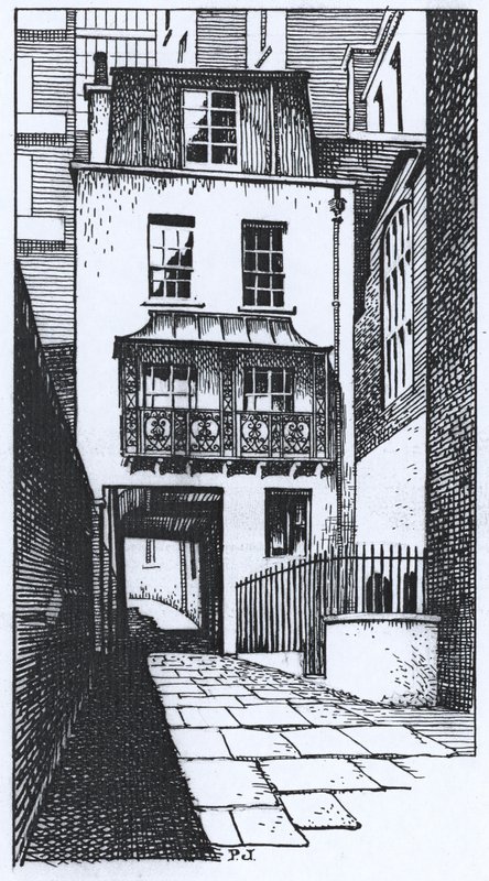 Det gamle Watch House i Strand Lane (blekk på papir) av Peter Jackson