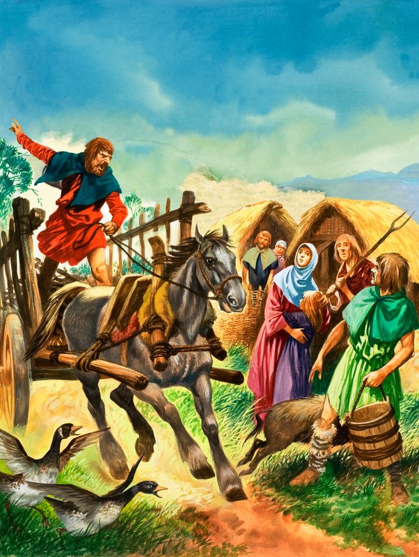 Landsbyboere advarte om ankomsten av soldater i kong Stephens dager av Peter Jackson