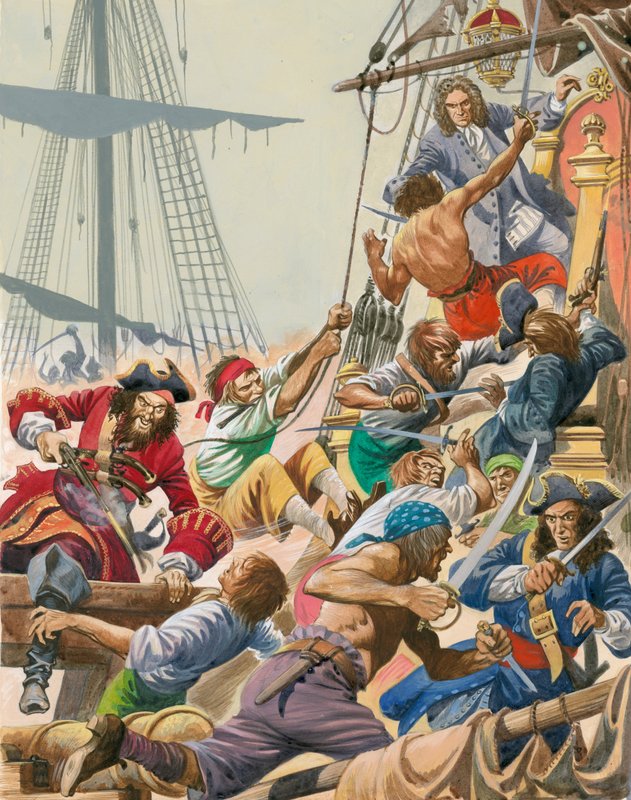 Da Pirates Sailed the Seas. Svartskjegg og piratene hans angriper. av Peter Jackson
