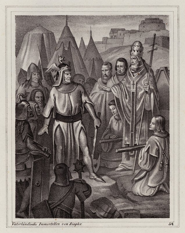 Grunnleggelsen av Venezia, 5. århundre (gravering) av Peter Johann Nepomuk Geiger