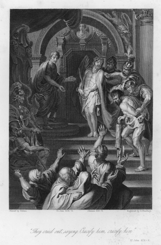 Ecce Homo, St John XIX, 6 (gravering) av Peter Paul (after) Rubens