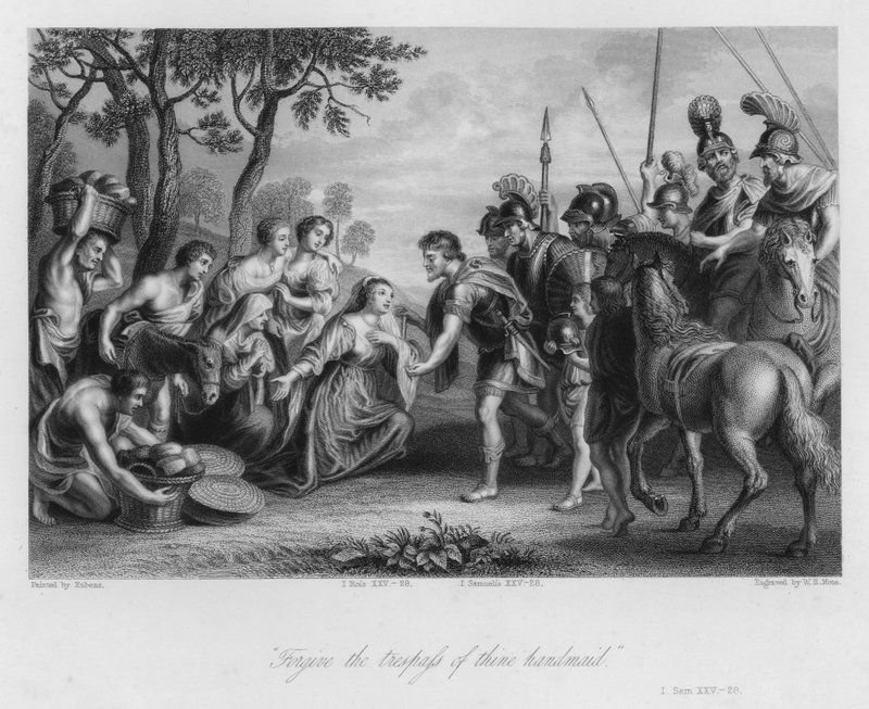 Møtet mellom David og Abigail, I Samuel XXV, 28 (gravering) av Peter Paul (after) Rubens