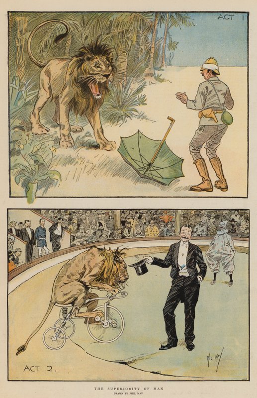 Menneskets overlegenhet (chromolitho) av Phil May