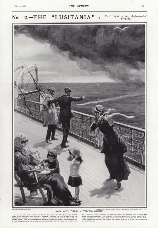 Forliset av Lusitania, første verdenskrig, 7. mai 1915 av Philip Dadd