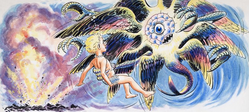Mytisk monster, illustrasjon fra «The Water Babies» av Charles Kingsley av Philip Mendoza