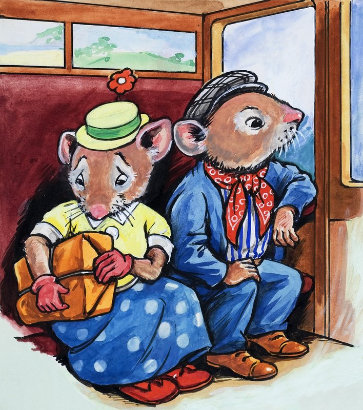 Bymusen og bygdemusen (gouache på papir) av Philip Mendoza