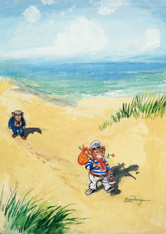 Bymusen og bygdemusen (gouache på papir) av Philip Mendoza