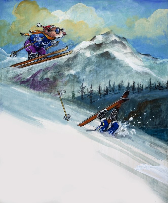 Bymusen og bygdemusen, fra «Det var en gang» (gouache på papir) av Philip Mendoza