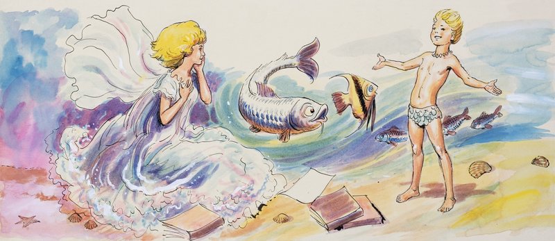 «Vannbabyene» av Charles Kingsley (gouache på papir) av Philip Mendoza