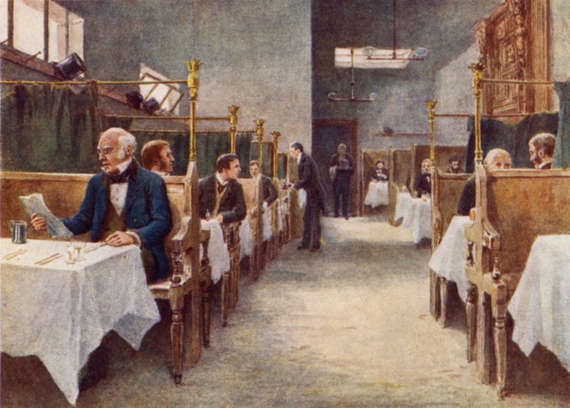 Spisesalen til Cock Tavern, Fleet Street, ødelagt 1886 av Philip Norman