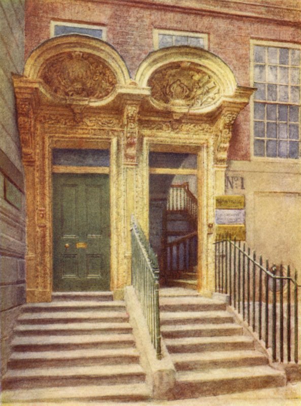 Døråpninger til nr. 1 og 2 Laurence Poultney Hill, 1895 av Philip Norman