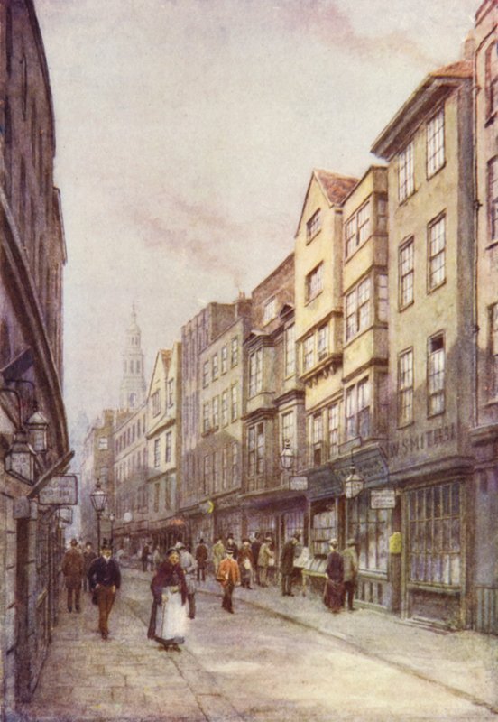 Holywell Street, Strand, med utsikt mot øst, 1900 av Philip Norman