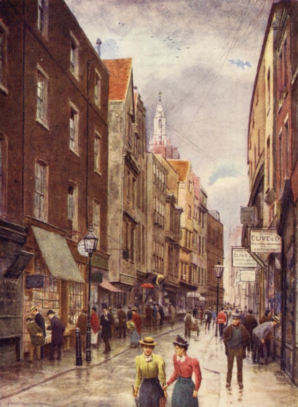 Holywell Street, Strand, med utsikt mot vest, 1900 av Philip Norman