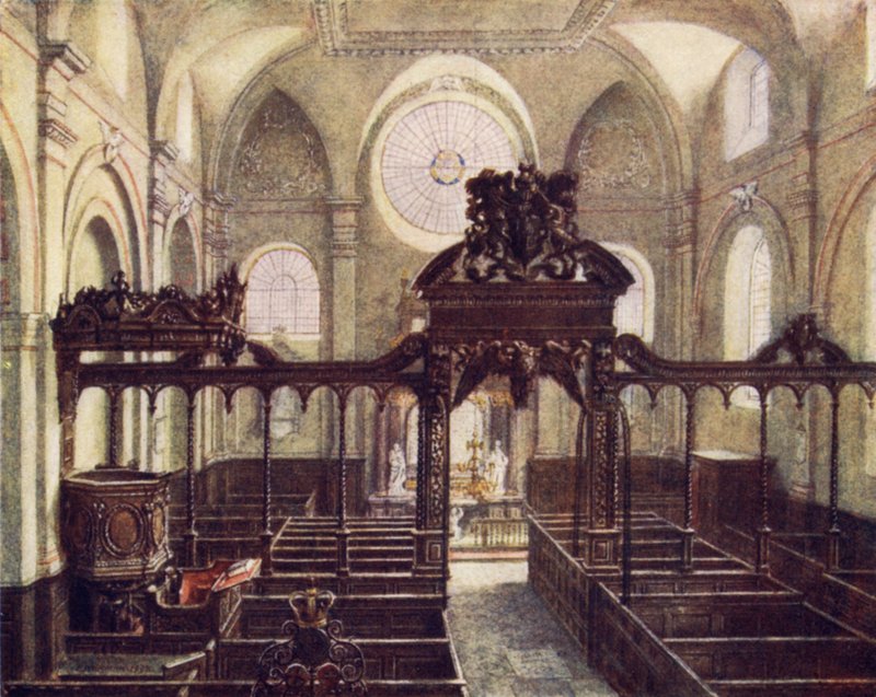Interiør av Church of All Hallows, Upper Thames Street, 1894 av Philip Norman