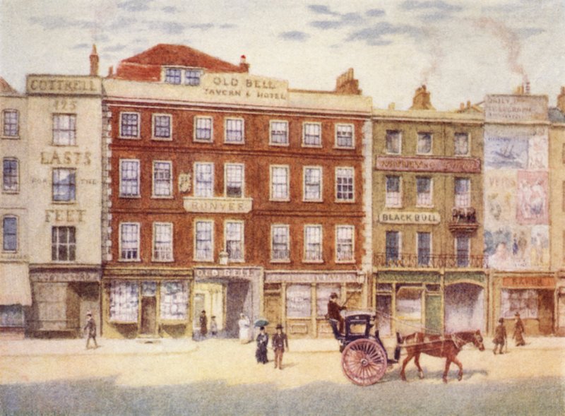 Old Bell Inn og Black Bull, fra Holborn, 1897 av Philip Norman