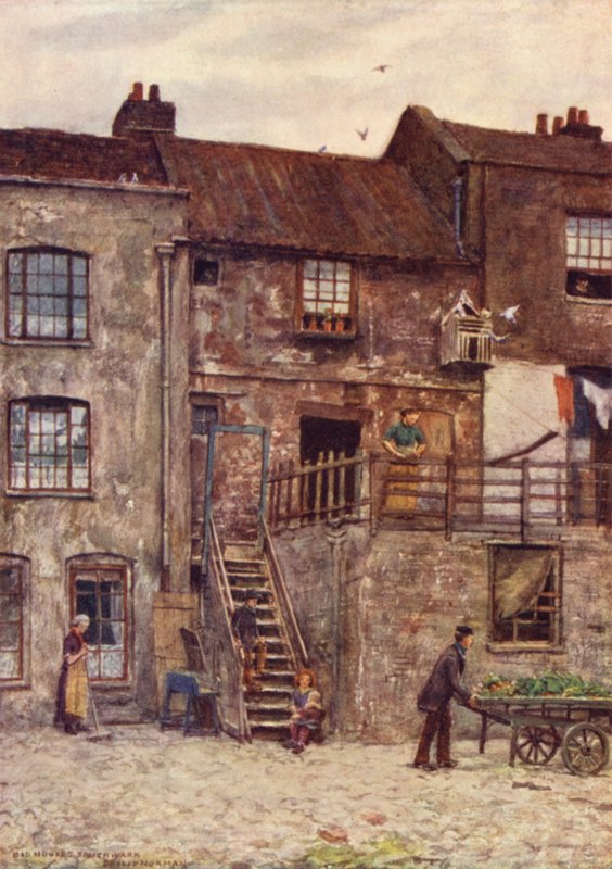 Old Houses, Inner Yard of White Hart Inn, Southwark, 1884 av Philip Norman