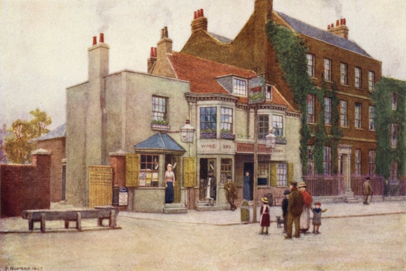 Red Cow Public-House og Fairlawn, Hammersmith Road, 1897 av Philip Norman