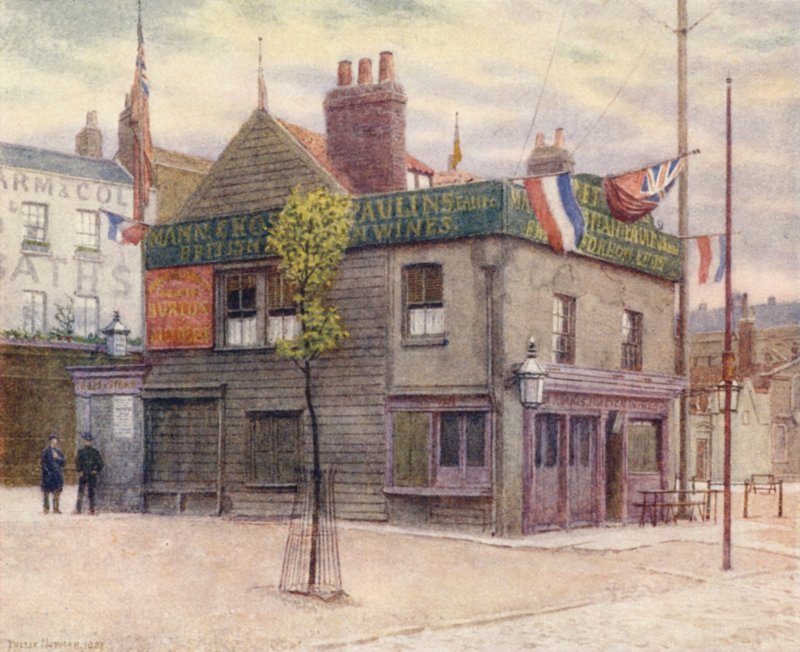 Vine Tavern, Mile End, med utsikt mot øst, 1887 av Philip Norman