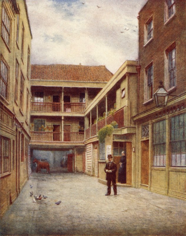 Yard of Old Bell Inn, Holborn, fra sør, 1897 av Philip Norman