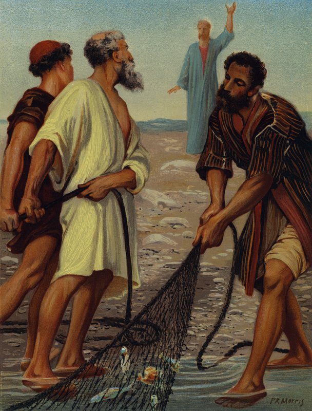 Kristus kaller disiplene (chromolitho) av Philip Richard (after) Morris