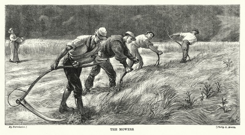 The Mowers (gravering) av Philip Richard (after) Morris