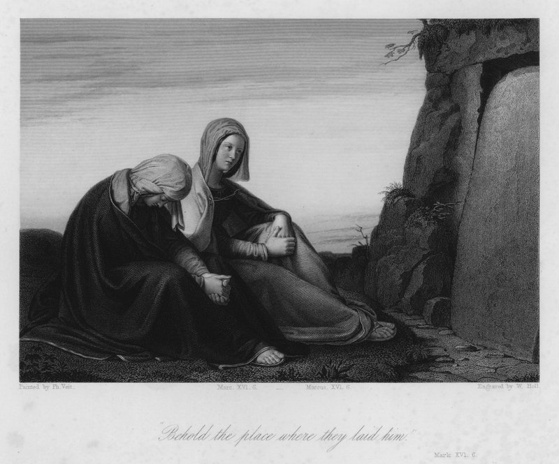 The Marys at the Sepulchre, Mark XVI, 6 (gravering) av Philipp (after) Veit