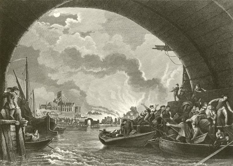 Den store brannen i London av Philippe Jacques de Loutherbourg