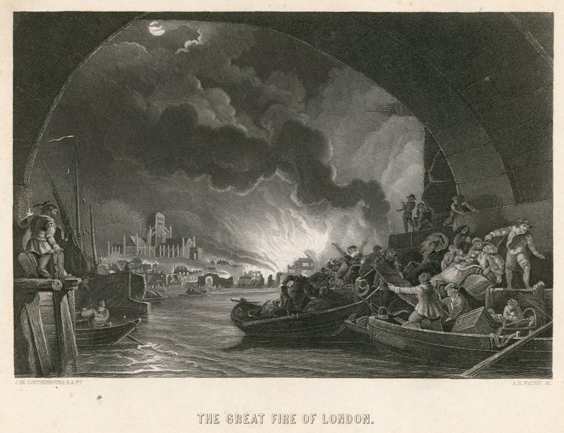 Den store brannen i London av Philippe-Jacques de Loutherbourg
