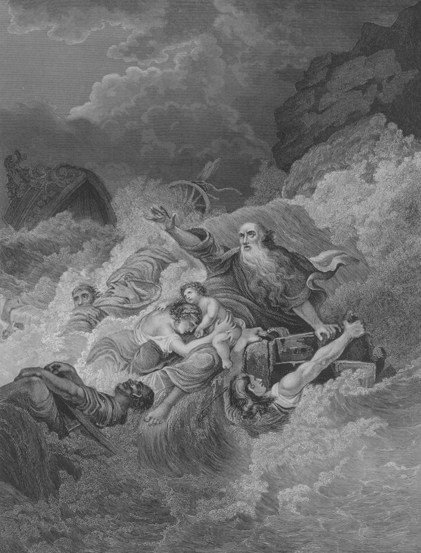 The Shipwreck of St Paul, Apostlenes gjerninger 27, vers 1-44 (gravering) av Philippe de (after) Loutherbourg