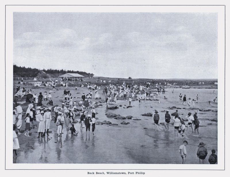 Back Beach, Williamstown, Port Phillip (s/hvitt bilde) av Photographer Australian