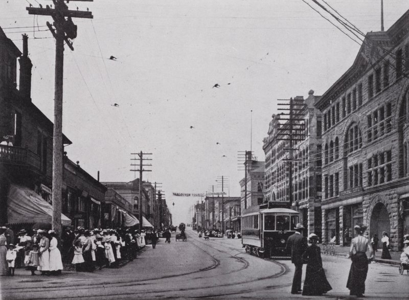 Granville Street, Vancouver (s/hvitt bilde) av Photographer Canadian