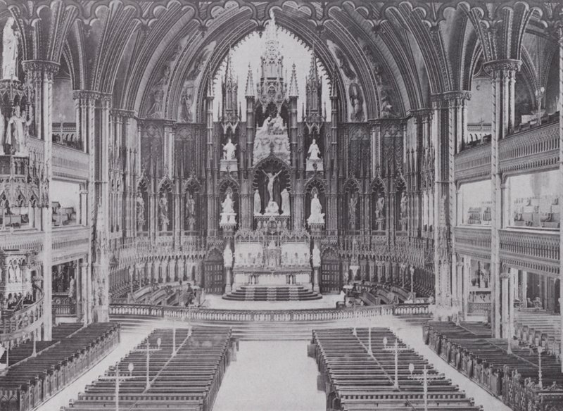 Interiør Notre Dame Cathedral, Montreal (s/hvitt bilde) av Photographer Canadian