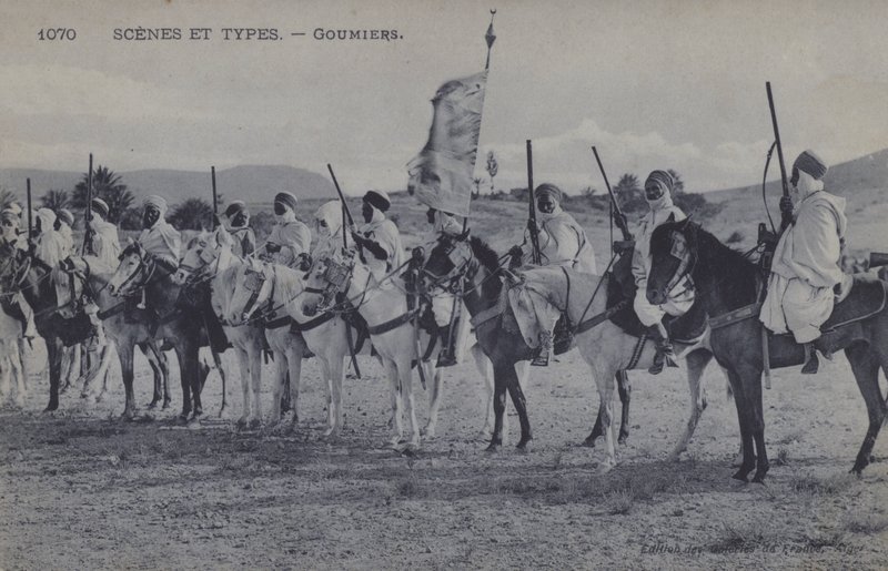 Marokkanske Goumiers , muslimske soldater som tjenestegjorde under den franske hæren i Afrika (s/hv-bilde) av Photographer French