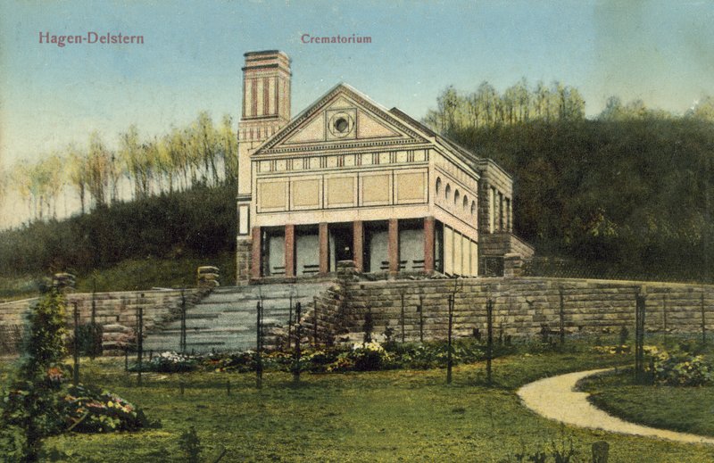 Krematorium, Hagen-Delstern (fargefoto) av Photographer German