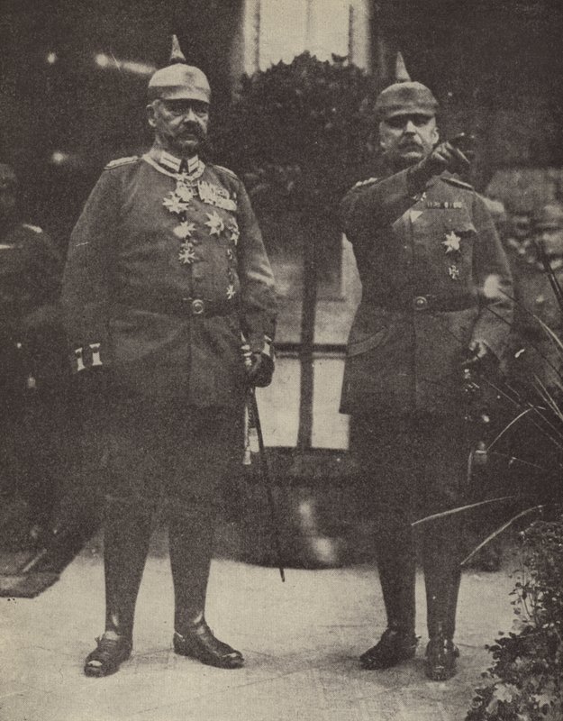 Feltmarskalk von Hindenburg og general Ludendorff, tyske hærførere (fargelitografi) av Photographer German