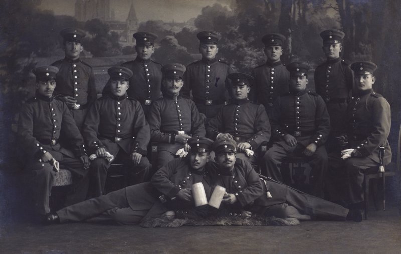 Gruppe av tyske hærsoldater (s/hvitt bilde) av Photographer German