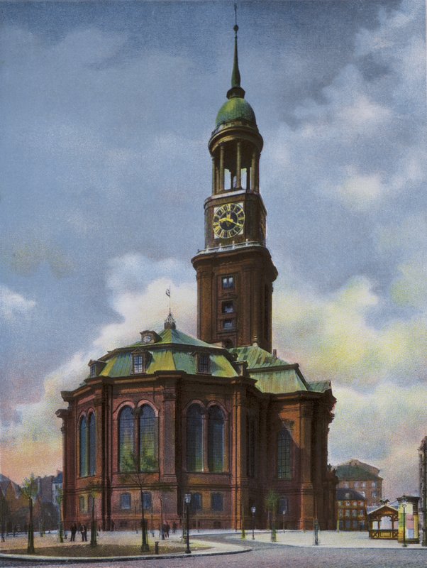 Hamburg: Michaeliskirche, brent ned 3. juni 1906, gjenoppbygd 1906-12 (bilde) av Photographer German