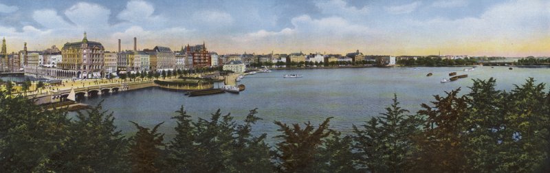 Hamburg: Panorama fra gamle og nye Jungfernstieg (bilde) av Photographer German