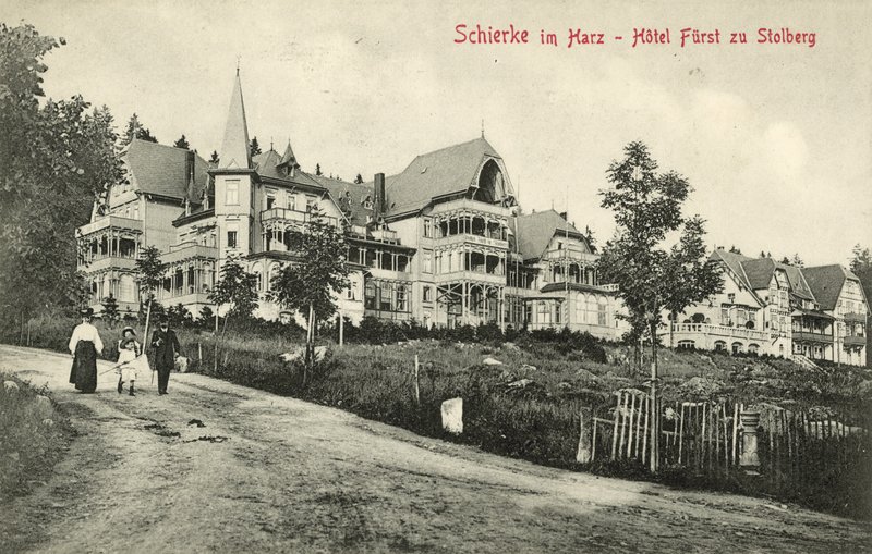 Hotel Furst zu Stolberg, Schierke, Harz-fjellene, Tyskland (s/hvitt-bilde) av Photographer German
